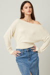 Zoe Lightweight Knit Off The Shoulder Sweater Top - Natural