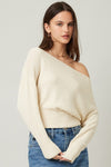 Zoe Lightweight Knit Off The Shoulder Sweater Top - Natural