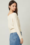 Zoe Lightweight Knit Off The Shoulder Sweater Top - Natural