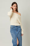 Zoe Lightweight Knit Off The Shoulder Sweater Top - Natural