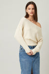 Zoe Lightweight Knit Off The Shoulder Sweater Top - Natural
