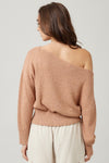 Zoe Lightweight Knit Off The Shoulder Sweater Top - Dusty Apricot
