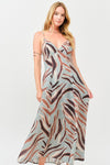 Ivy Printed Backless Maxi Dress - Blue/Brown