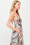 Ivy Printed Backless Maxi Dress - Blue/Brown