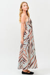 Ivy Printed Backless Maxi Dress - Blue/Brown