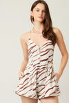 Gracelynn Zebra Print Open Back Romper