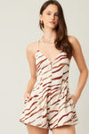 Gracelynn Zebra Print Open Back Romper