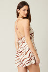 Gracelynn Zebra Print Open Back Romper