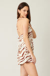 Gracelynn Zebra Print Open Back Romper
