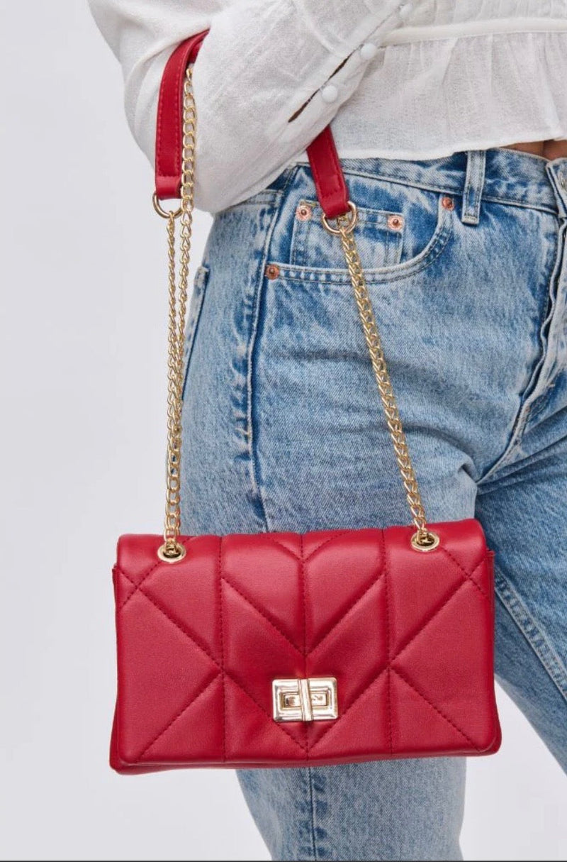 Rosabella Quilted Gold Double Chain Bag