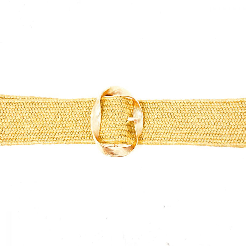 Catalina Gold Buckle Stretch Belt - Cream