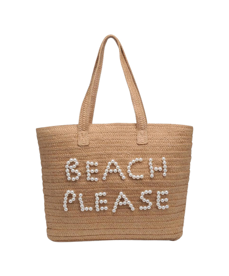 "Beach Please" Straw Tote