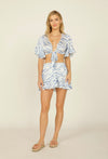 Jaylen Satin Tie Dye Tie Front Top & Ruffle Short Set