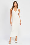 Nayeli Knit Ribbed Halter Bodycon Midi Dress - White