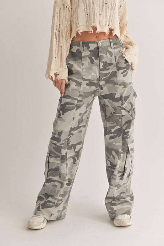 Silvana Camo Cargo Wide Leg Pants