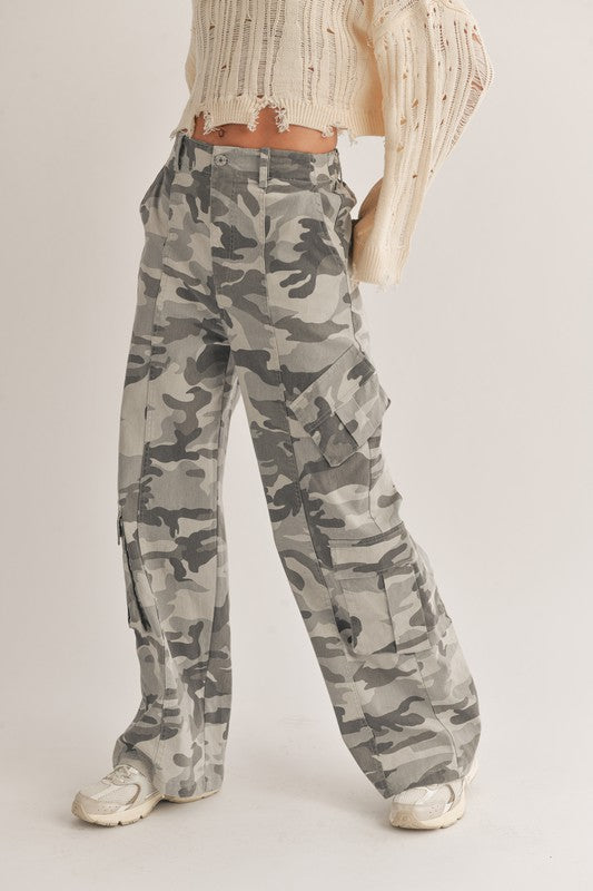 Silvana Camo Cargo Wide Leg Pants