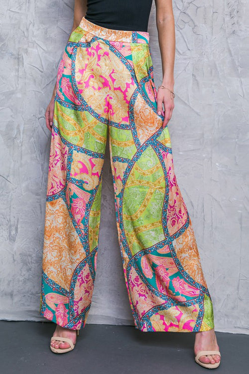 Kathy Off The Shoulder Print Top And Wide Leg Pants