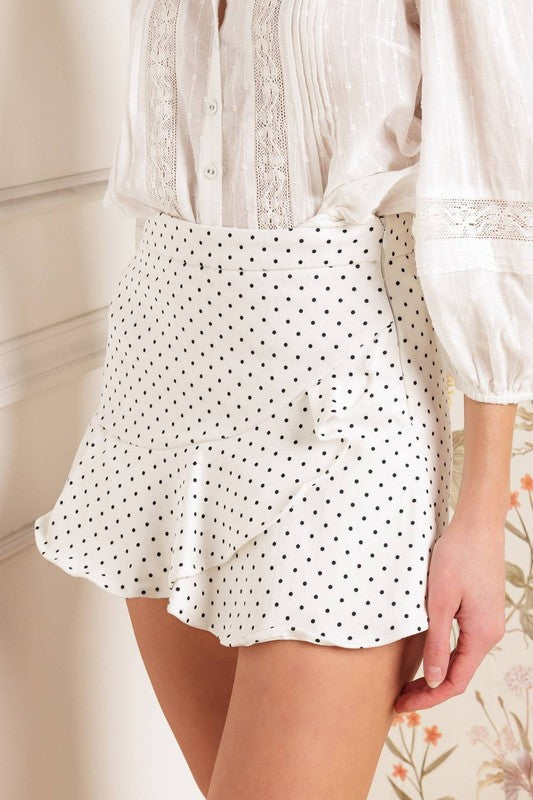 Cadet Polka Dot Ruffle Hem Skort