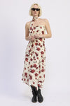 Amberly Floral Strapless Neck Tie Top & Midi Skirt Set