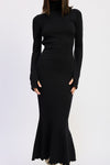 Rania Knit Turtleneck Long Sleeve Cut Out Back Midi Dress