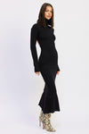 Rania Knit Turtleneck Long Sleeve Cut Out Back Midi Dress