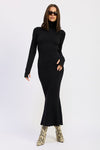 Rania Knit Turtleneck Long Sleeve Cut Out Back Midi Dress