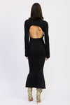 Rania Knit Turtleneck Long Sleeve Cut Out Back Midi Dress