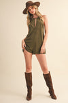 Jessalyn Suede Keyhole Romper