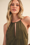 Jessalyn Suede Keyhole Romper