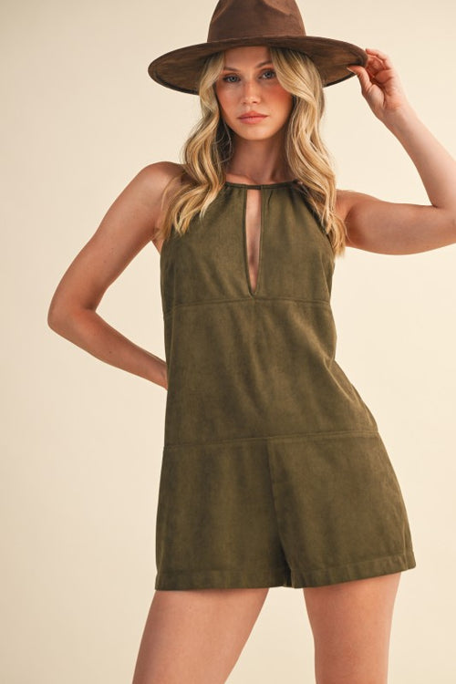Jessalyn Suede Keyhole Romper