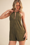 Jessalyn Suede Keyhole Romper