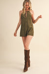 Jessalyn Suede Keyhole Romper