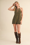 Jessalyn Suede Keyhole Romper