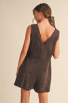 Eleanor Suede Lace Up Detail  Romper