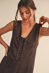 Eleanor Suede Lace Up Detail  Romper