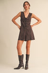 Eleanor Suede Lace Up Detail  Romper