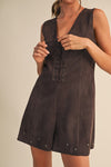 Eleanor Suede Lace Up Detail  Romper