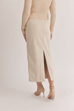 Ryz Faux Leather Midi Skirt - Ivory