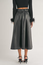 Nikita Faux Leather A-Line Midi Skirt - Black