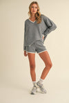 Embry Contrast Knit Long Sleeve Top & Short Set