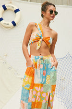 Ashleen Printed One Shoulder Bandeau Top & Maxi Skirt Set