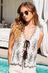 Laina Embroidered Vest Top & Short Set
