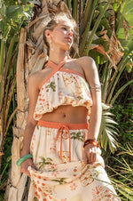 Mirelle Summer Print Halter Top & Maxi Skirt Set