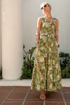 Estella Printed Back Tie Cut Out Vest Top & Maxi Skirt Set