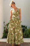 Estella Printed Back Tie Cut Out Vest Top & Maxi Skirt Set