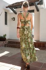 Estella Printed Back Tie Cut Out Vest Top & Maxi Skirt Set