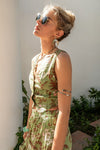 Estella Printed Back Tie Cut Out Vest Top & Maxi Skirt Set
