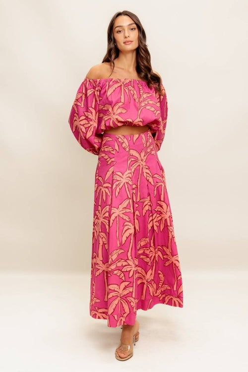 Abigail Tropical Off The Shoulder Top & Maxi Skirt Set