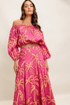 Abigail Tropical Off The Shoulder Top & Maxi Skirt Set
