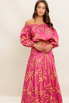 Abigail Tropical Off The Shoulder Top & Maxi Skirt Set